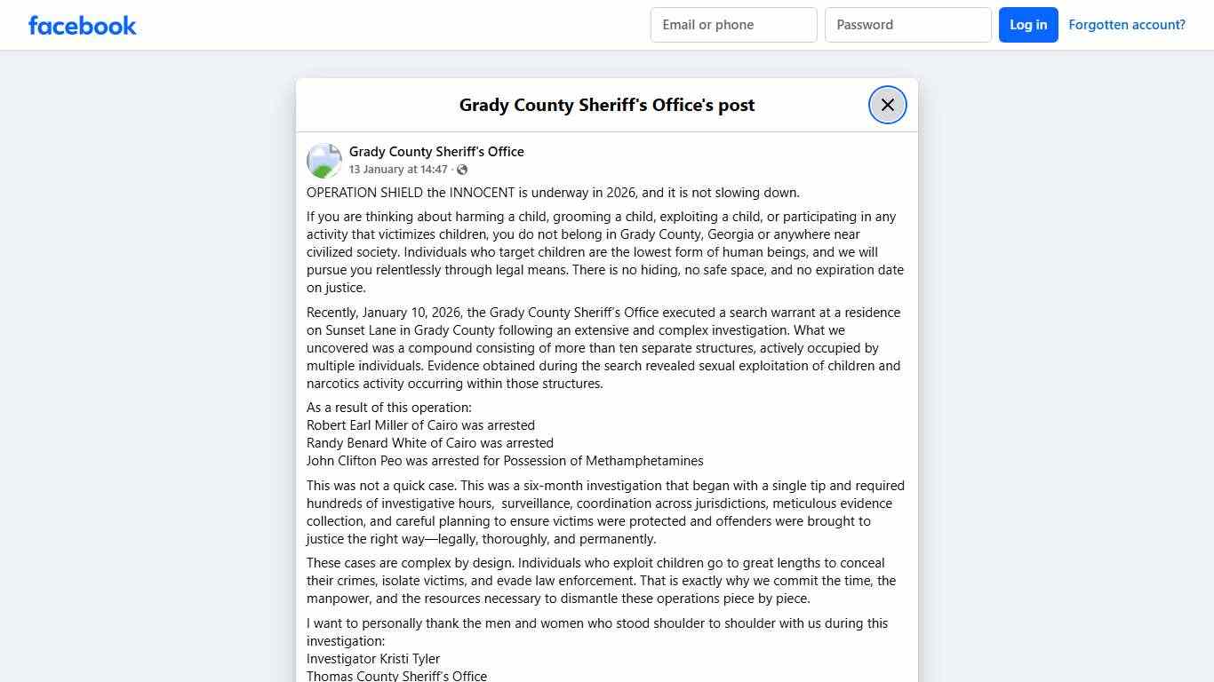OPERATION SHIELD the... - Grady County Sheriff's Office Facebook