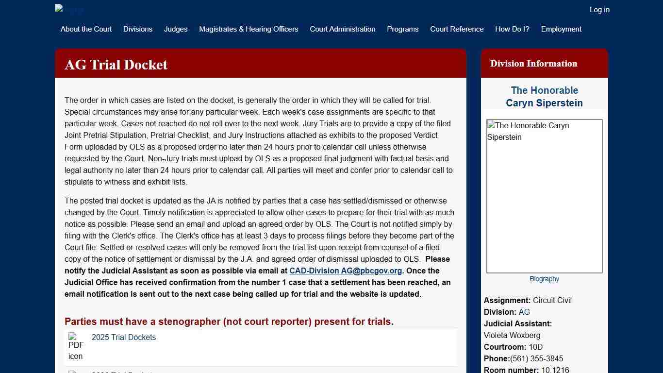 AG Trial Docket 15th Circuit