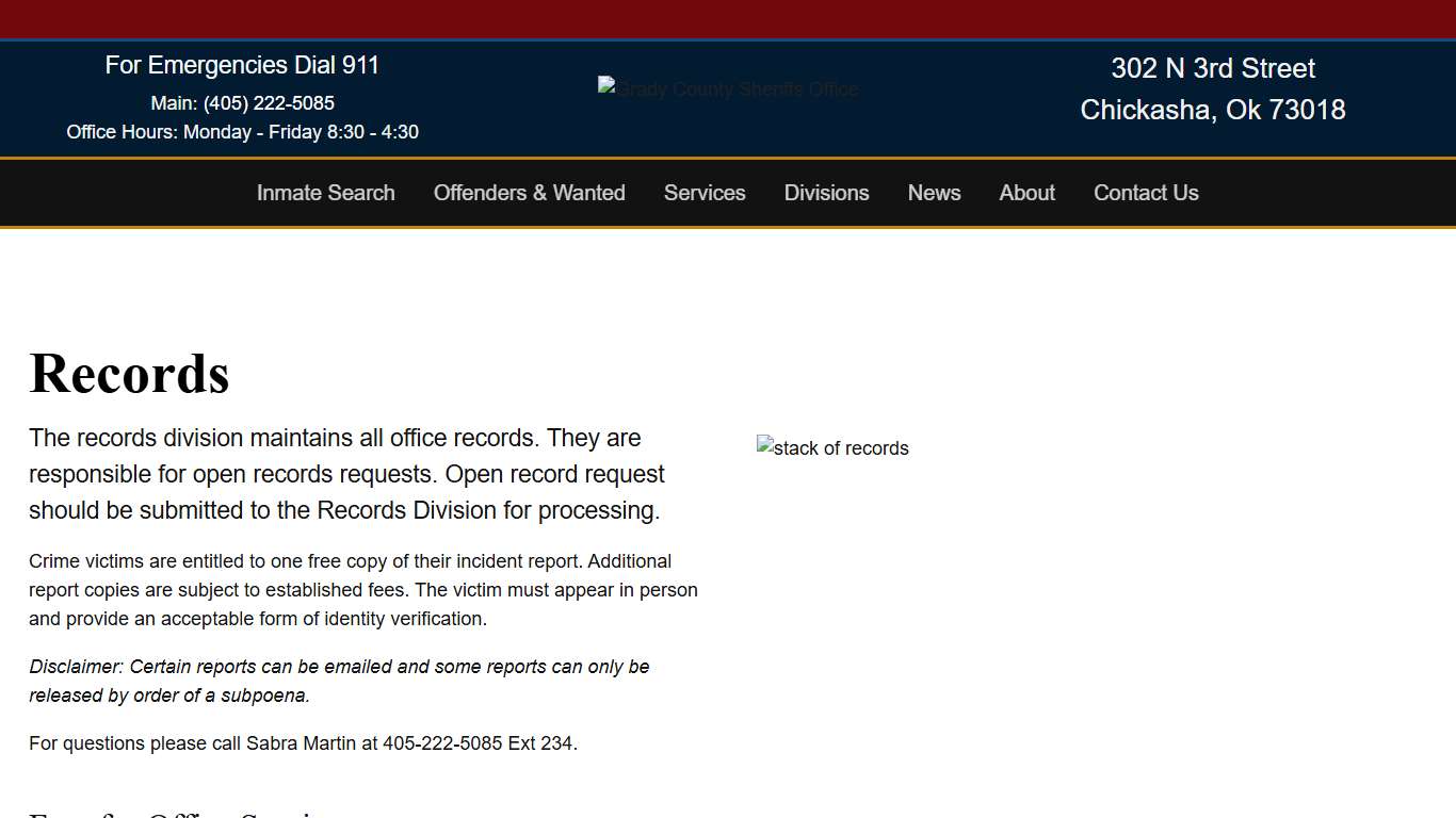 Records - Grady County Sheriff's Office